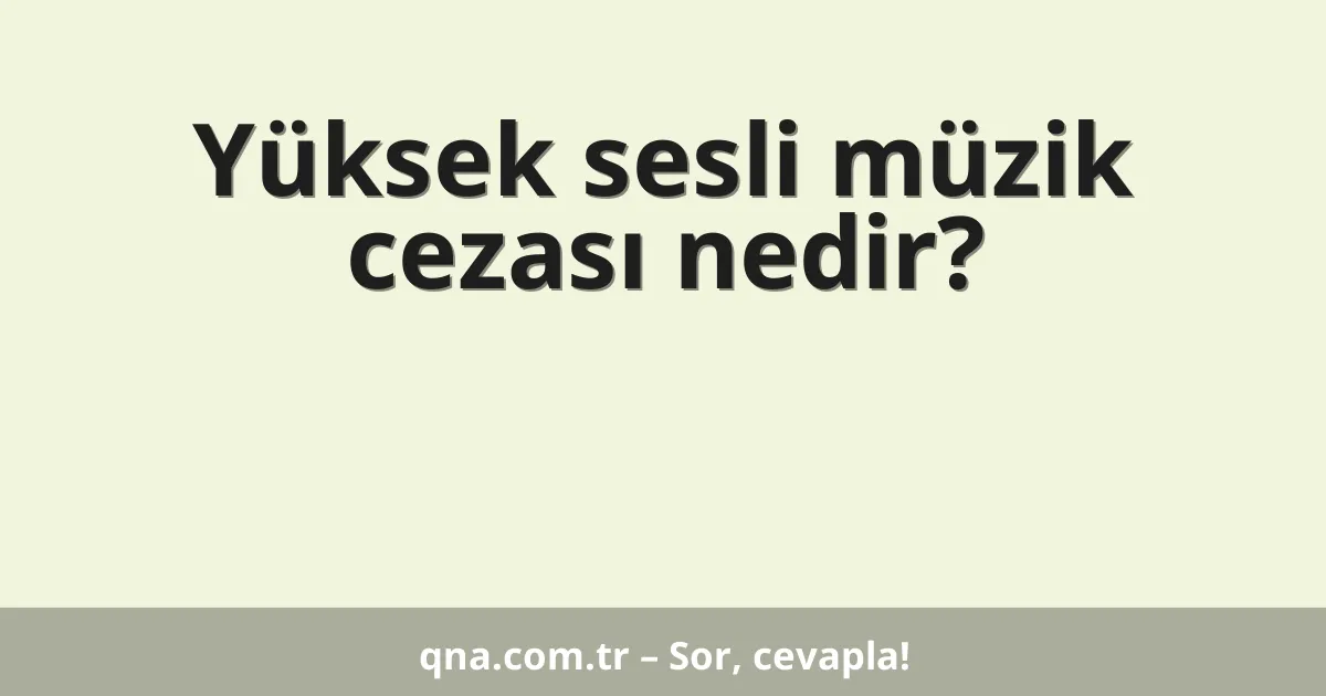 Yüksek sesli müzik cezası nedir?