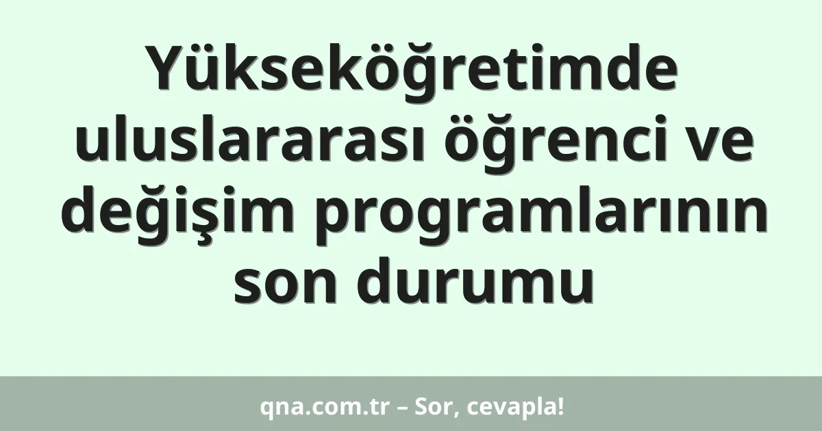 Yükseköğretimde uluslararası öğrenci ve değişim programlarının son durumu