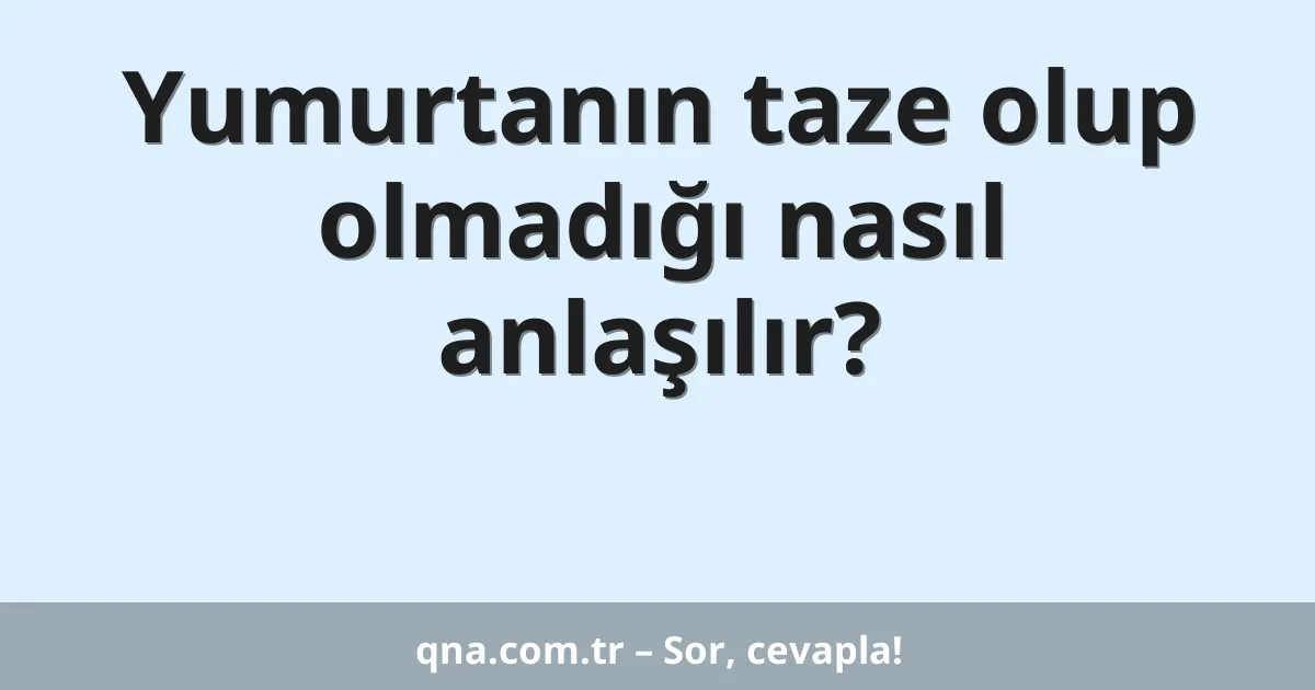 Yumurtanın taze olup olmadığı nasıl anlaşılır?