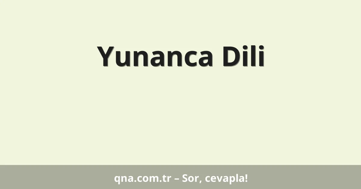 Yunanca Dili