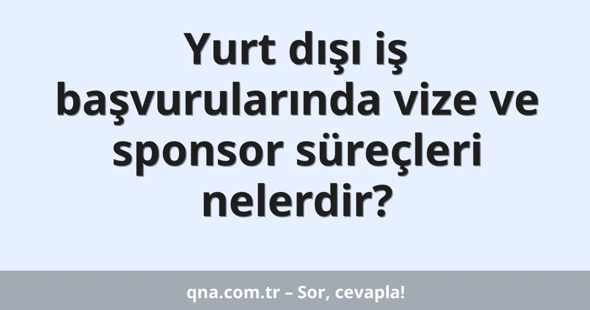 Yurt dışı iş başvurularında vize ve sponsor süreçleri nelerdir?
