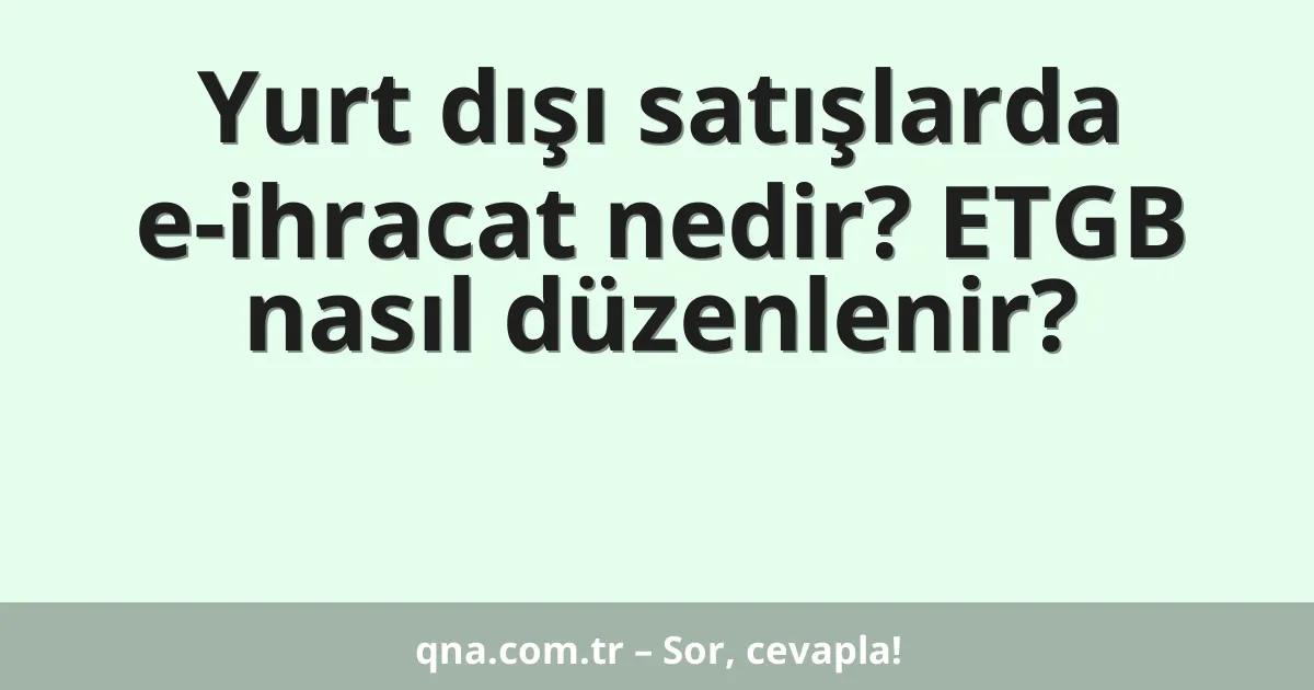 Yurt dışı satışlarda e-ihracat nedir? ETGB nasıl düzenlenir?