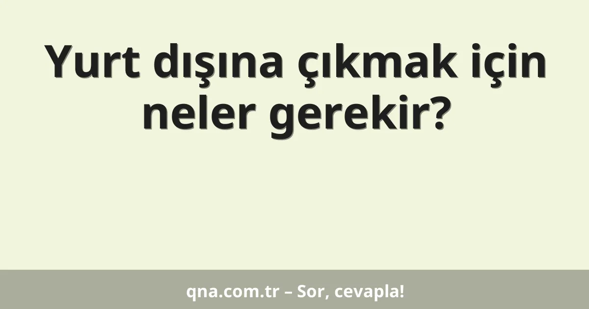 Yurt dışına çıkmak için neler gerekir?