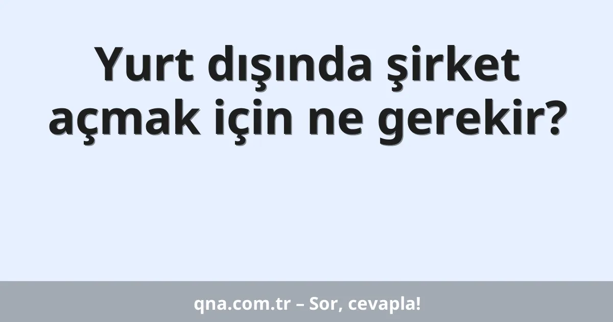 Yurt dışında şirket açmak için ne gerekir?