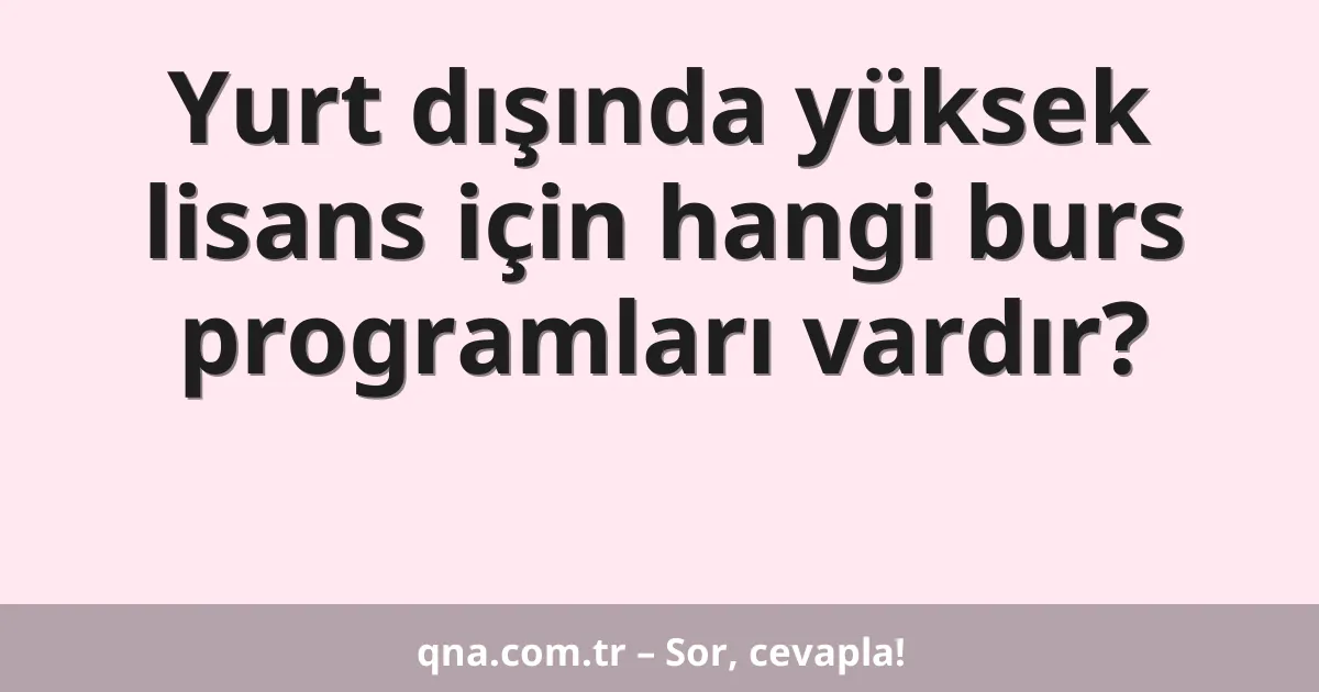 Yurt dışında yüksek lisans için hangi burs programları vardır?