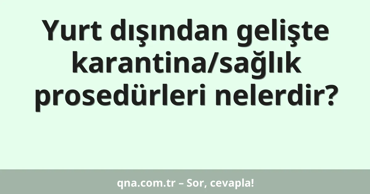 Yurt dışından gelişte karantina/sağlık prosedürleri nelerdir?