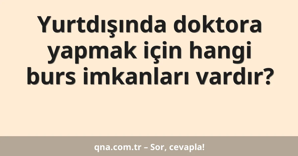Yurtdışında doktora yapmak için hangi burs imkanları vardır?