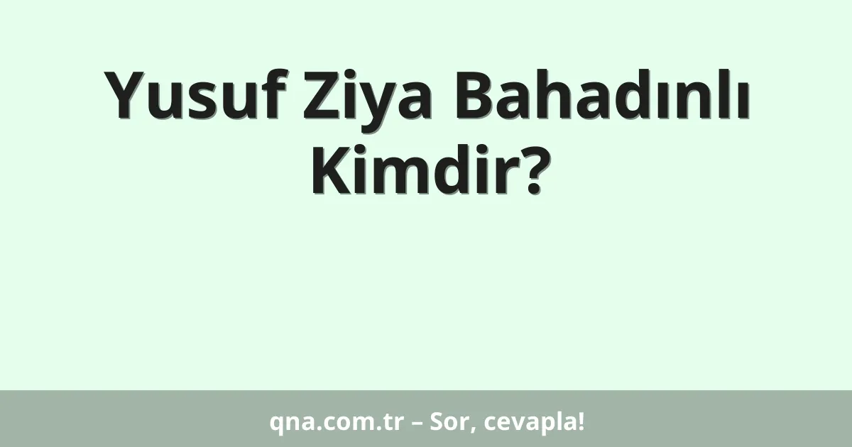 Yusuf Ziya Bahadınlı Kimdir?