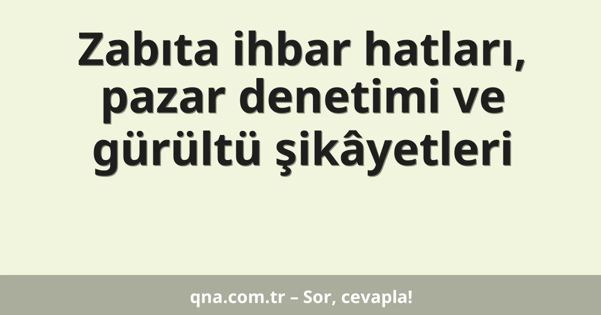 Zabıta ihbar hatları, pazar denetimi ve gürültü şikâyetleri