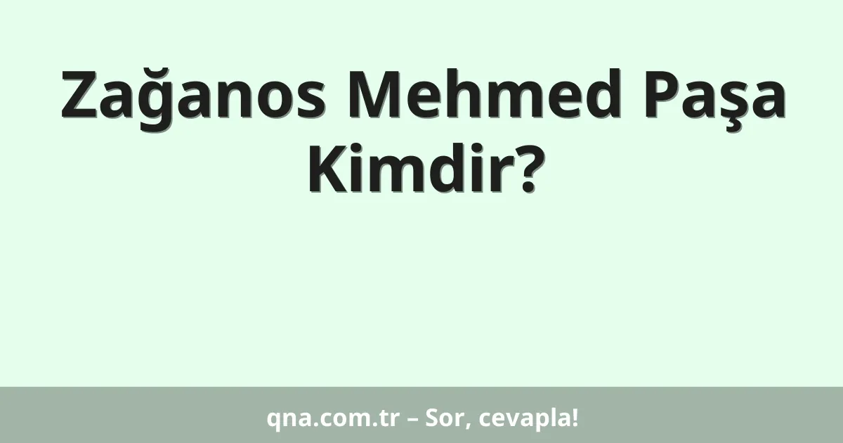 Zağanos Mehmed Paşa Kimdir?