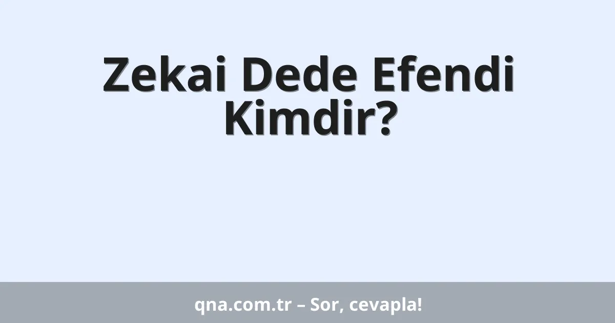 Zekai Dede Efendi Kimdir?