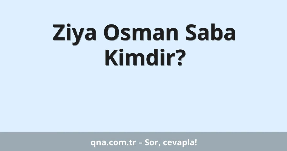 Ziya Osman Saba Kimdir?