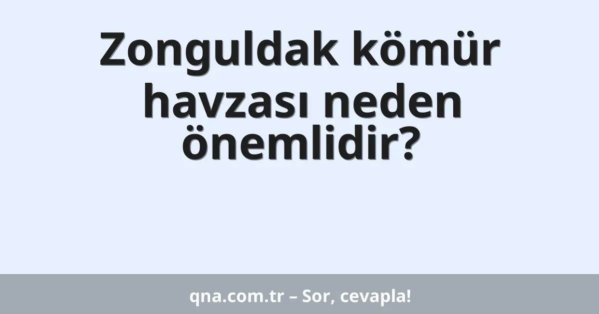 Zonguldak kömür havzası neden önemlidir?